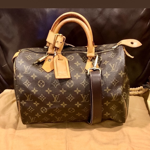 LOUIS VUITTON Speedy 30 LV Monogram Boston Duffle Travel Day Bag LV30 Dust Bag - Picture 3 of 17